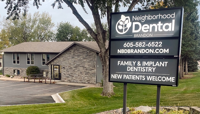 Exterior sign for Neighborhood Dental in Brandon, SD